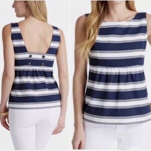 Vineyard Vines Navy & White Striped Top featuring buttons in the back - Size 2
